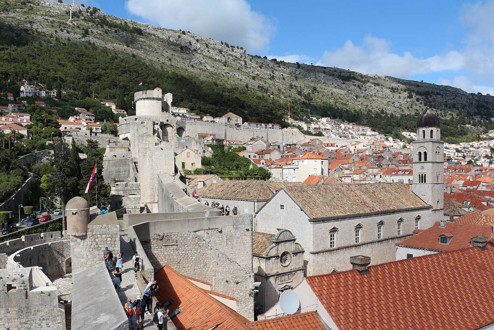Dubrovnik city walls at opening time