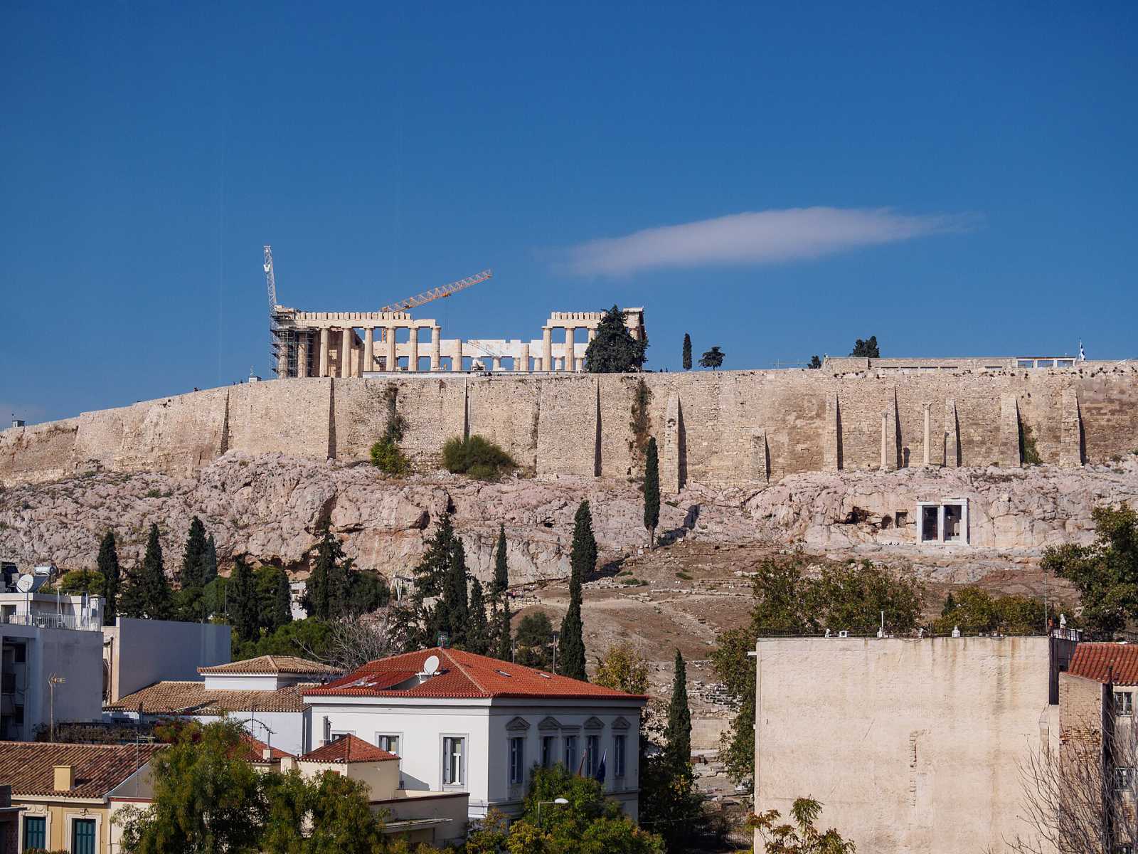 Acropolis and Acropolis Museum with an archaeologist